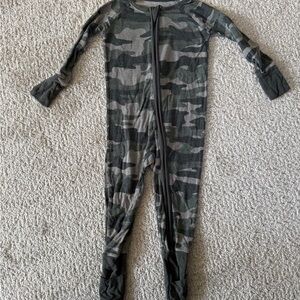 Little Sleepies Green Camo Kids Footie